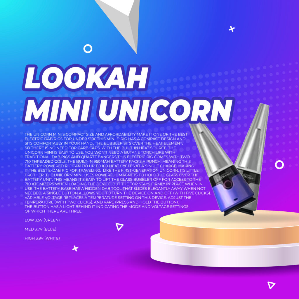  Lookah Mini Unicorn at the best vape shop in Saint Joseph, Trippinsmokers, showcasing its compact design and advanced technology.

